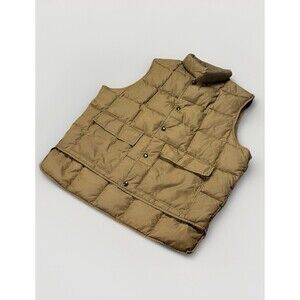 VTG 70s M Miller Western Wear Goose Down Puffer Vest Mens Tan Pockets Snap Front